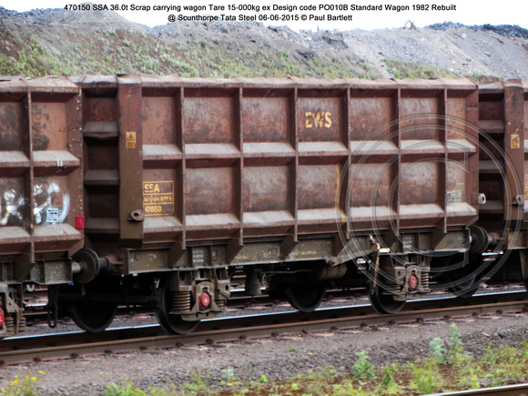 470150 SSA Scrap ex Design code PO010B Standard Wagon 1982 Rebuilt @ Scunthorpe Tata Steel 2015-06-06 © Paul Bartlett [1w]