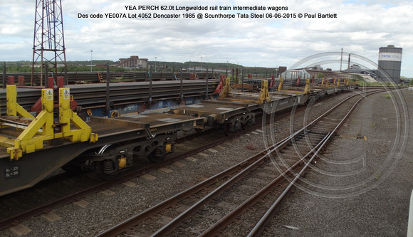 PERCH 62.0t Longwelded rail train intermediate wagons Lot 4052 @ Scunthorpe Tata Steel 2015-06-06 © Paul Bartlett [1w]