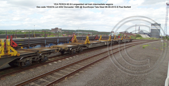 PERCH 62.0t Longwelded rail train intermediate wagons Lot 4052 @ Scunthorpe Tata Steel 2015-06-06 © Paul Bartlett [2w]
