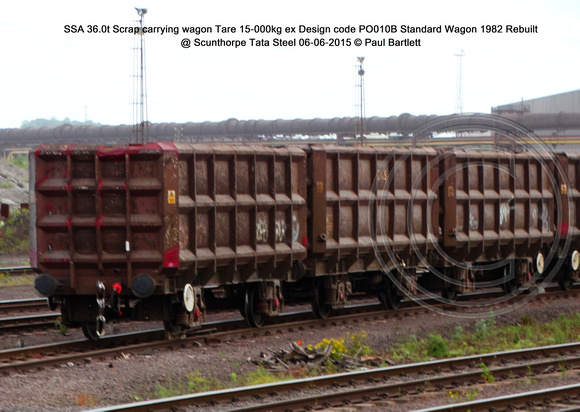 SSA 36.0t Scrap ex Design code PO010B Standard Wagon 1982 Rebuilt @ Scunthorpe Tata Steel 2015-06-06 © Paul Bartlett [1w]