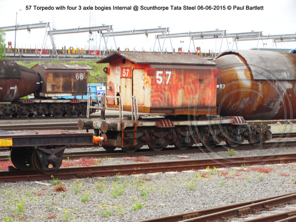 57 Torpedo with four 3 axle bogies Internal @ Scunthorpe Tata Steel 2015-06-06 © Paul Bartlett [2w]