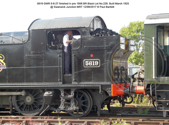 5619 GWR 0-6-2T finished in pre 1956 BR Black Lot No.228 1925 @ Swanwick Junction MRT 2017-08-12 © Paul Bartlett [2w]