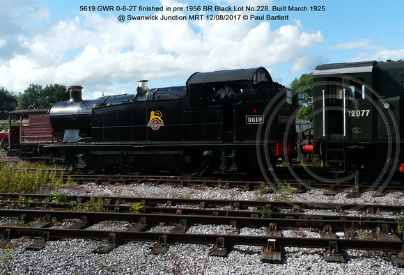 5619 GWR 0-6-2T finished in pre 1956 BR Black Lot No.228 1925 @ Swanwick Junction MRT 2017-08-12 © Paul Bartlett [1w]