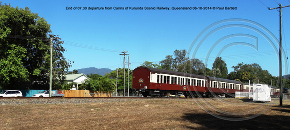 End of 07.30 departure from Cairns of Kurunda Scenic Railway, Queensland 06-10-2014 � Paul Bartlett DSC07278
