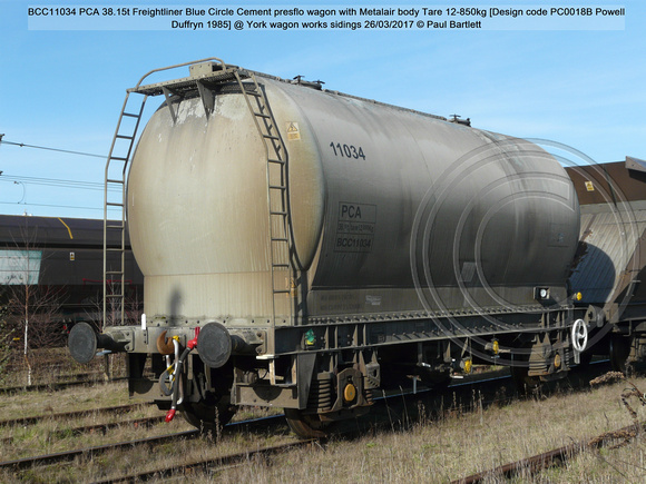 BCC11034 PCA presflo Metalair body [Design code PC0018B Powell Duffryn 1985] @ York wagon works sidings 2017-03-26 © Paul Bartlett [1w]
