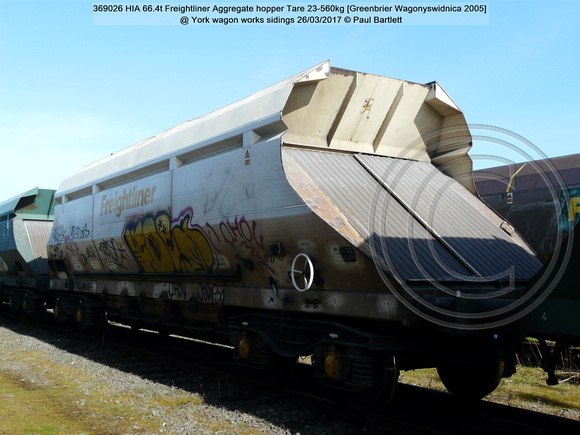 369026 HIA 66.4t Freightliner Aggregate hopper [Greenbrier Wagonyswidnica 2005] @ York wagon works sidings 2017-03-26 © Paul Bartlett [2w]