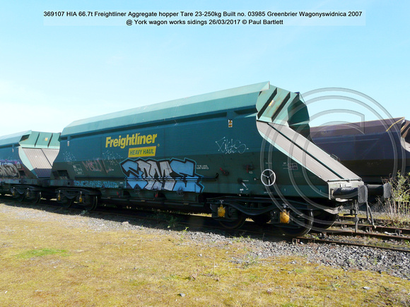 369107 HIA 66.7t Freightliner Aggregate hopper no. 03905 Greenbrier 2007 @ York wagon works sidings 2017-03-26 © Paul Bartlett [1w]