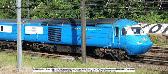 M43046 Geoffrey Drury 1930 – 1999 HST class 254 Power Car [Lot 30876 Crewe 1976-7] @ York Holgate Junction 2022-05-28 © Paul Bartlett [2w]