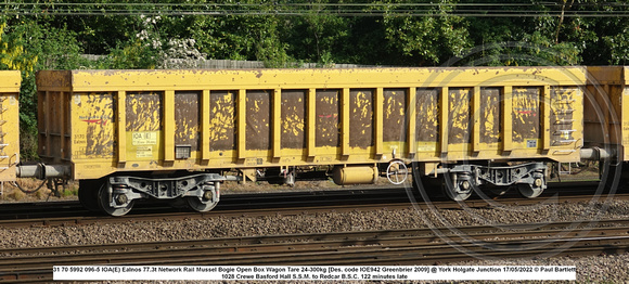 31 70 5992 096-5 IOA(E) Ealnos Network Rail Mussel Bogie Open Box Wagon [Greenbrier 2009] @ Holgate Junction 2022 05-17 © Paul Bartlett w