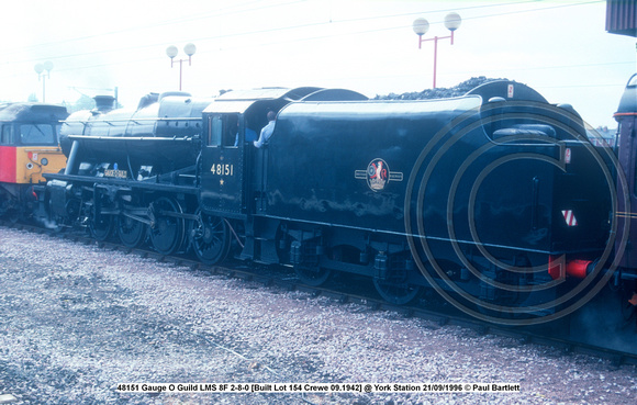 48151 48151 Gauge O Guild LMS 8F 2-8-0 [Built Lot 154 Crewe 09.1942] @ York Station 1996-09-21 © Paul Bartlett [1w]