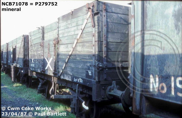 NCB71078 P279752 Cwm coke works internal user mineral wagons
