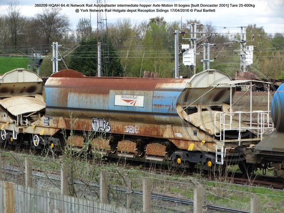 380209 HQAH 64.4t Network Rail Autoballaster intermediate hopper [built Doncaster 2001] Tare 25-600kg @ York Network Rail Holgate depot Reception Sidings 2016-04-17 © Paul Bartlett [1]