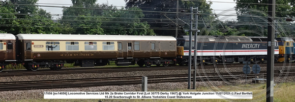 17056 [ex14056] Locomotive Services Ltd Mk 2a Brake Corridor First [Lot 30775 Derby 1967] @ York Holgate Junction 2021-07-11 © Paul Bartlett w