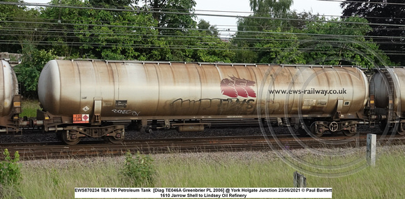 EWS870234 TEA 75t Petroleum Tank  [Diag TE046A Greenbrier PL 2006] @ York Holgate Junction 2021-06-23 © Paul Bartlett w