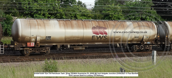 EWS870309 TEA 75t Petroleum Tank  [Diag TE046A Greenbrier PL 2006] @ York Holgate Junction 2021-06-23 © Paul Bartlett w