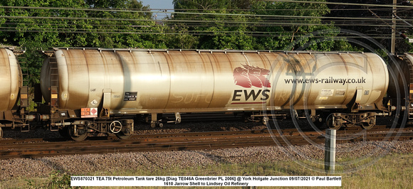 EWS870321 TEA 75t Petroleum Tank tare 26kg [Diag TE046A Greenbrier PL 2006] @ York Holgate Junction 2021-07-09 © Paul Bartlett w