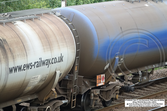 VTG88030 TEA 77.10t Petroleum Tank tare 24-900kg [Diag TE041B Marcrofts c2001] @ York Avoiding line 2021-07-07 © Paul Bartlett [3w]