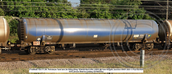 VTG88028 TEA 77.30t  Petroleum Tank tare 24-700kg [Diag TE041B Marcrofts c2001] @ York Holgate Junction 2021-07-09 © Paul Bartlett w