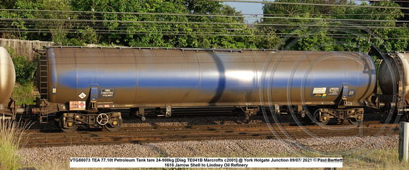 VTG88073 TEA 77.10t Petroleum Tank tare 24-900kg [Diag TE041B Marcrofts c2001] @ York Holgate Junction 2021-07-09 © Paul Bartlett [1w]