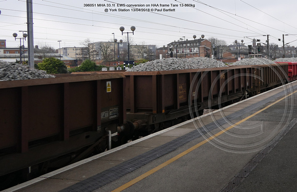 396051 MHA 33.1t  EWS conversion on HAA frame Tare 13-860kg @ York Station 2018-04-13 © Paul Bartlett w