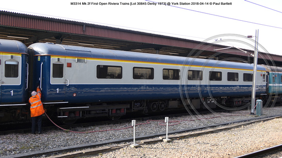 M3314 Mk 2f First Open Riviera Trains [Lot 30845 Derby 1973] @ York Station 2018-04-14 © Paul Bartlett [1w]