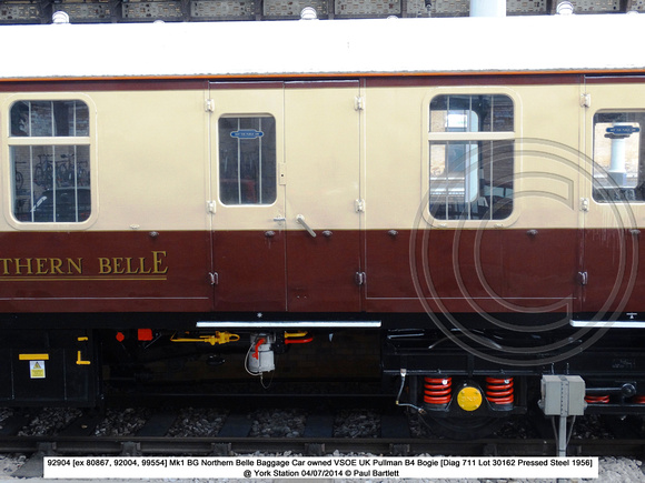 92904 [ex 80867] Mk1 BG Northern Belle @ York Station 2014-07-04 � Paul Bartlett [6w]