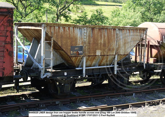B445025 LNER design Iron ore hopper brake handle across end [Diag 160 Lot 2040 Shildon 1949] Conserved @ Goathland NYMR 2017-07-17 © Paul Bartlett [1w]