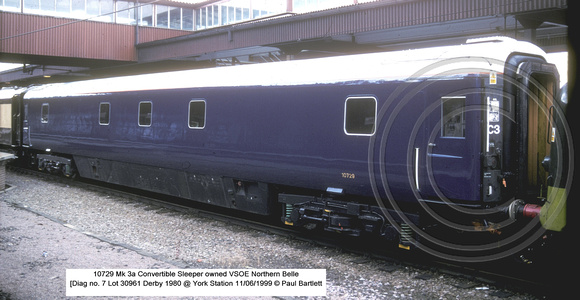 10729 Mk 3a Convertible Sleeper @ York Station 1999-06-11 � Paul Bartlett w