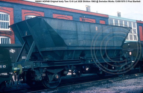 350581 HOPAB Original body Tare 13-9 Lot 3528 Shildon 1965 @ Swindon Works 75-09-13 © Paul Bartlett w