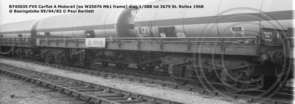 B745035 FVX Carflat A Motorail @ Basingstoke 82-04-09 © Paul Bartlett w