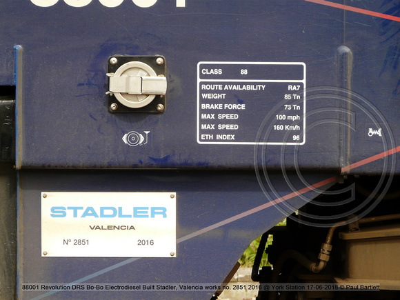 88001 Revolution DRS Bo-Bo Electrodiesel Built Stadler, Valencia works no. 2851 2016 @ York Station 2018-06-17 © Paul Bartlett [20w]