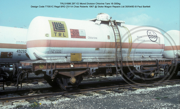 TRL51686 ICI Chlorine @ Stoke Wagon Repairs Ltd 83-04-30 � Paul Bartlett w