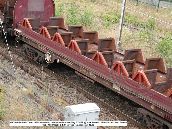 964050 BRA built Thrall c1998 converted to open coil carrier Diag BY006F @ York Avoider 2024-08-22 © Paul Bartlett [2w]