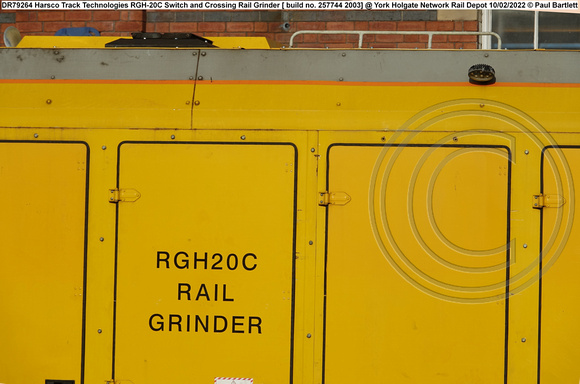 DR79264 Harsco Track Technologies RGH-20C Switch and Crossing Rail Grinder [ build no. 257744 2003] @ York Holgate Network Rail Depot 2022-02-10 © Paul Bartlett [8w]