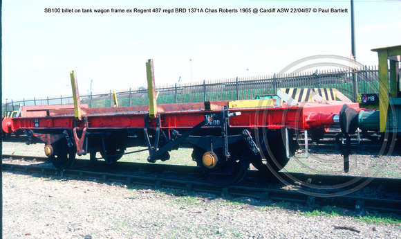 SB100 billet on tank wagon frame ex Regent 487 regd BRD 1371A Chas Roberts 1965 @ Cardiff ASW 87-04-22 © Paul Bartlett w