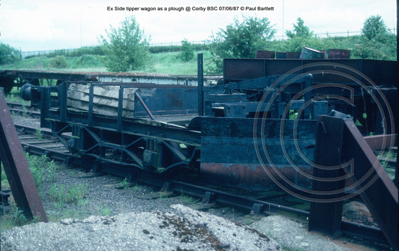Ex Side tipper wagon as a plough @ Corby BSC 87-06-07 © Paul Bartlett [1w]