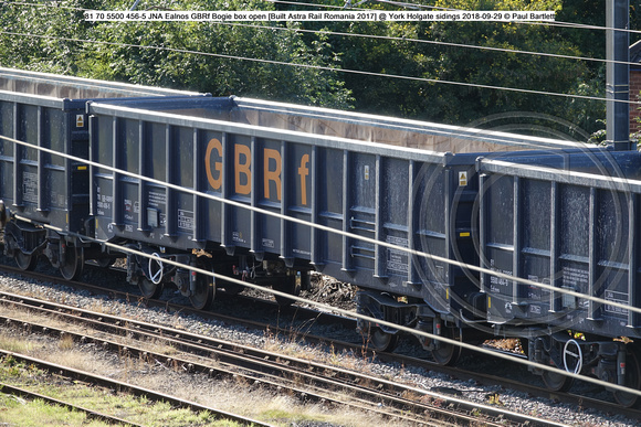 81 70 5500 456-5 JNA Ealnos GBRf Bogie box open [Built Astra Rail Romania 2017] @ York Holgate sidings 2018-09-29 © Paul Bartlett [1w]