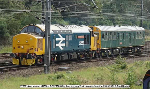 37558  Avro Vulcan XH558 + DB975025 Caroline passing York Holgate Junction 2021-09-09 © Paul Bartlett [1w]