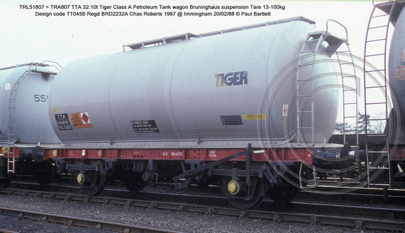 TRL51807 = TRA807 TTA Class A Petroleum @ Immingham 88-02-20 � Paul Bartlett w