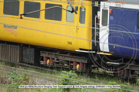 72630 [ex 6904] Structure Gauging Train Support coach @ York Holgate sidings 2021-09-23 © Paul Bartlett [2w]