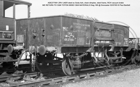 ADE277561 ZRV LNER steel ex Soda Ash, Diag 186 @ Doncaster 83-07-02 © Paul Bartlett w