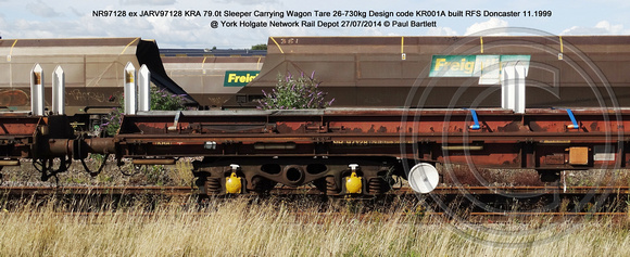 NR97128 ex JARV97128 KRA Sleeper Carrying Wagon @ York Holgate Network Rail Depot 2014-07-27 � Paul Bartlett [03w]