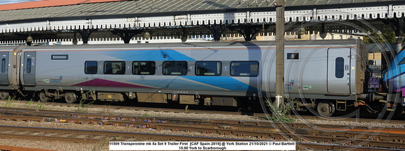 11509 Transpennine mk 5a Set 9 Trailer First  [CAF Spain 2019] @ York Station 2021-10-21 © Paul Bartlett [2w]