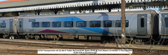12725 Transpennine mk 5a Set 9 Trailer Second [CAF Spain 2019] @ York Station 2021-10-21 © Paul Bartlett