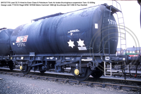 BRT57776 Esso Class B Petroleum tank @ Scunthorpe 86-11-02 � Paul Bartlett w