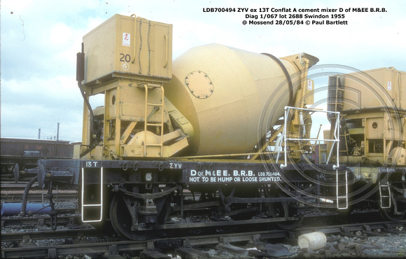 LDB700494 ZYV ex Conflat A cement mixer @ Mossend 84-05-28 © Paul Bartlett W