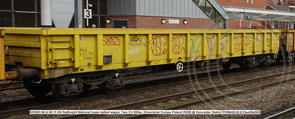 503083 MLA 66.7t GB Rf Metronet bogie ballast  [Greenbrier Europe Poland 2006] @ Doncaster Station 2019-06-01 © Paul Bartlett [1w]