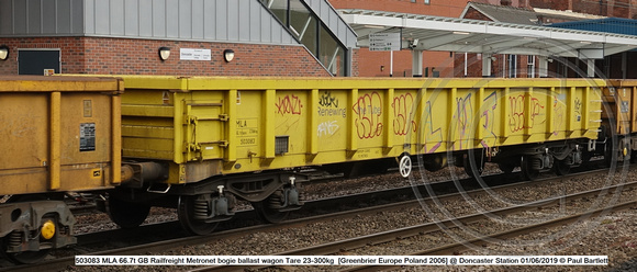 503083 MLA 66.7t GB Rf Metronet bogie ballast  [Greenbrier Europe Poland 2006] @ Doncaster Station 2019-06-01 © Paul Bartlett [2w]