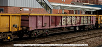 503538 MLA EWS Red Snapper bogie ballast wagon [Greenbrier Europe Poland 2008] @ Doncaster Station 2019-06-01 © Paul Bartlett [2w]