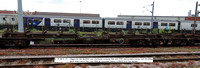 31 70 493 8 121-1 Sfggmrrss140t 'Multifret' twin intermodal container flats Tare 36-550kg [Built Arbel Fauvet Rail, Lille 1993] @ Doncaster Station 2019-06-01 © Paul Bartlett [3w]
